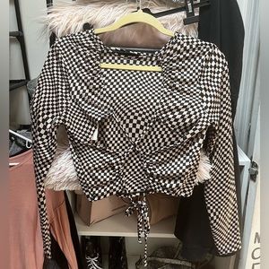 Checkered criss cross crop top